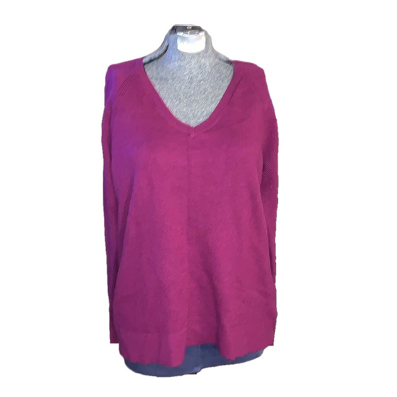 Rawpberry pink purple Gap v neck pullover sweater medium - Picture 1 of 10